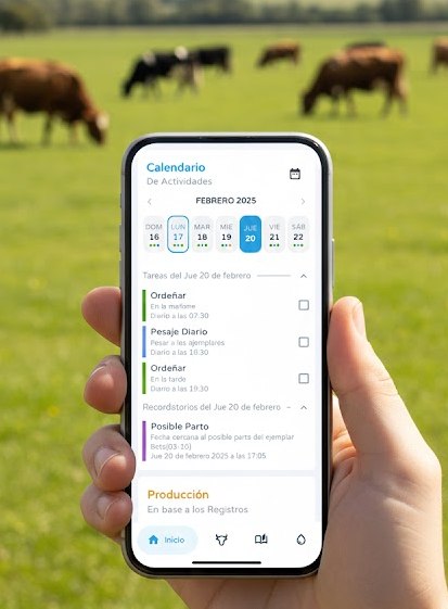 Imagen mostrando el sistema de tareas de Mi Ganado, el mejor Software Ganadero y Sistema de Gestión Ganadera